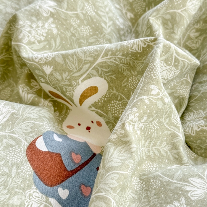 91家纺网 家纺一手货源 找家纺 诗黛尔 2026新款学生季仙女小花卉植物卡通云朵棉四件套三件套（二） 沁园-绿