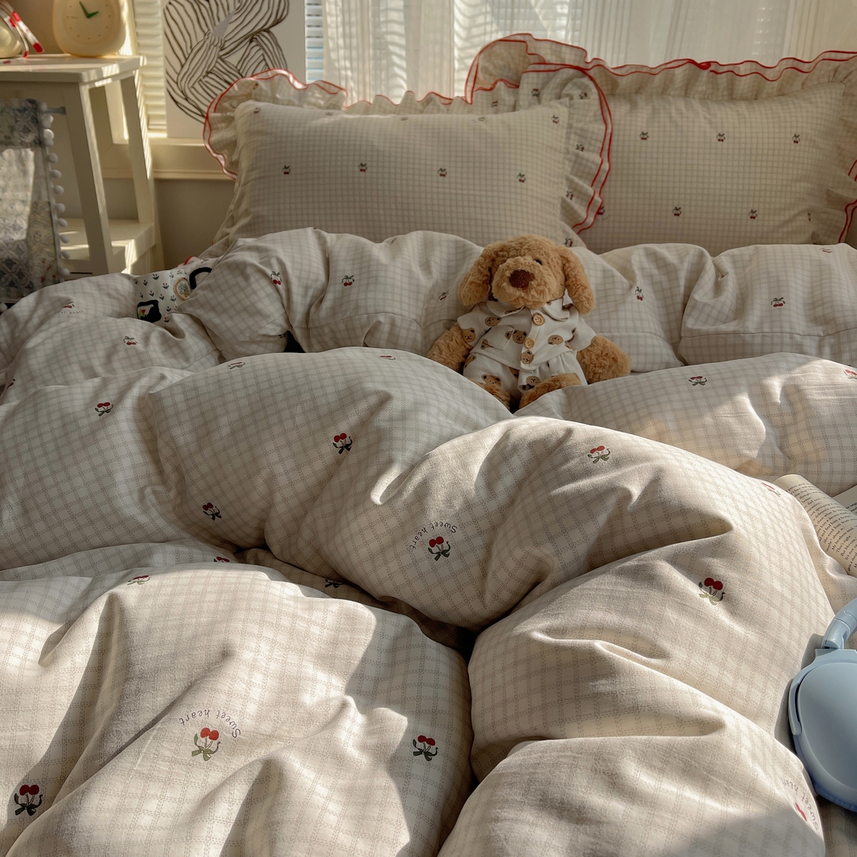 91家纺网 家纺一手货源 找家纺 （总）瑞莱 （持续上新）2026新款舒柔水洗棉小清新双层花边四件套