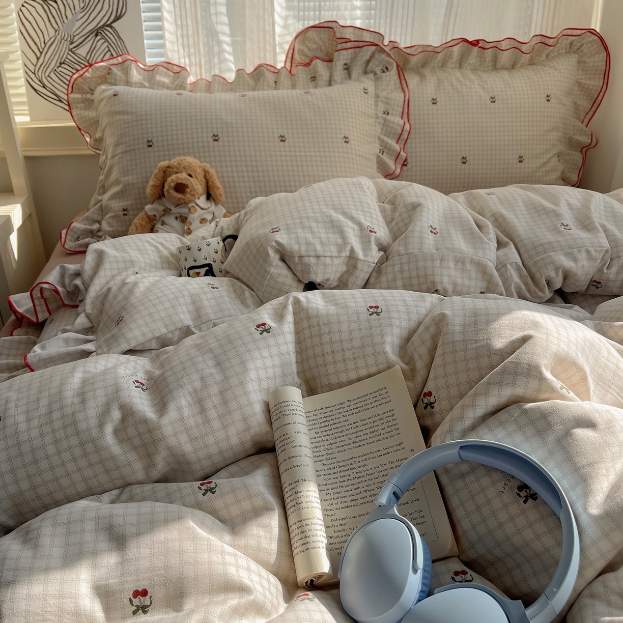 91家纺网 家纺一手货源 找家纺 （总）瑞莱 （持续上新）2026新款舒柔水洗棉小清新双层花边四件套