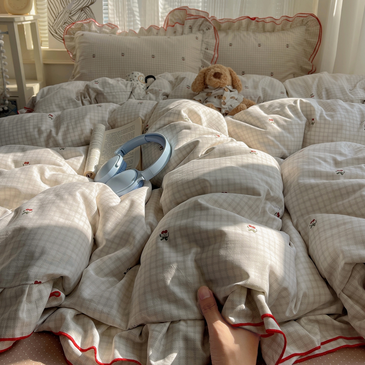 91家纺网 家纺一手货源 找家纺 （总）瑞莱 （持续上新）2026新款舒柔水洗棉小清新双层花边四件套