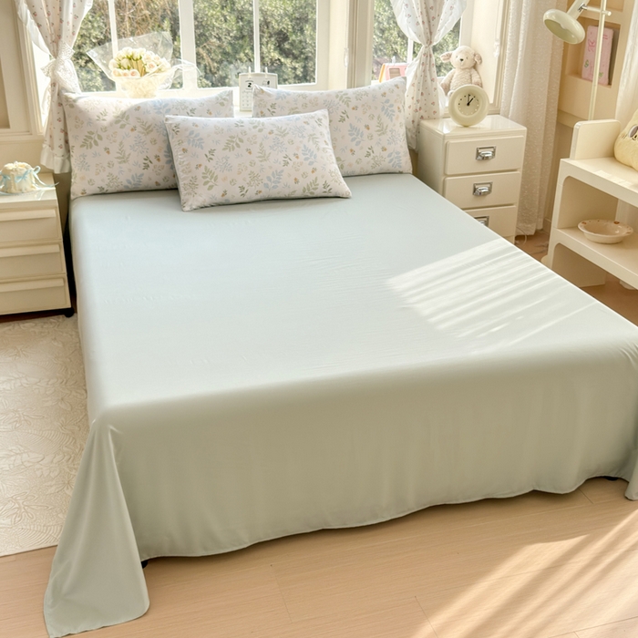 91家纺网 家纺一手货源 找家纺 诗黛尔 2026新款学生季仙女小花卉植物卡通云朵棉四件套三件套（二） 晴翠