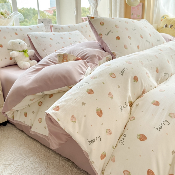 91家纺网 家纺一手货源 找家纺 诗黛尔 2026新款学生季仙女小花卉植物卡通云朵棉四件套三件套（二） 恬淡时光