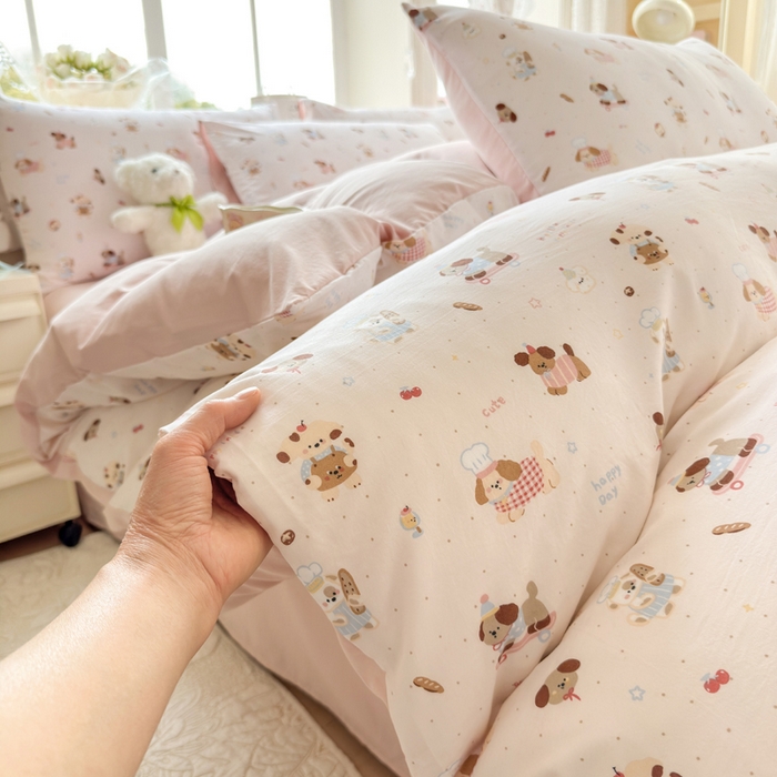 91家纺网 家纺一手货源 找家纺 诗黛尔 2026新款学生季仙女小花卉植物卡通云朵棉四件套三件套（二） 阳光小厨