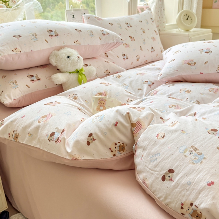 91家纺网 家纺一手货源 找家纺 诗黛尔 2026新款学生季仙女小花卉植物卡通云朵棉四件套三件套（二） 阳光小厨