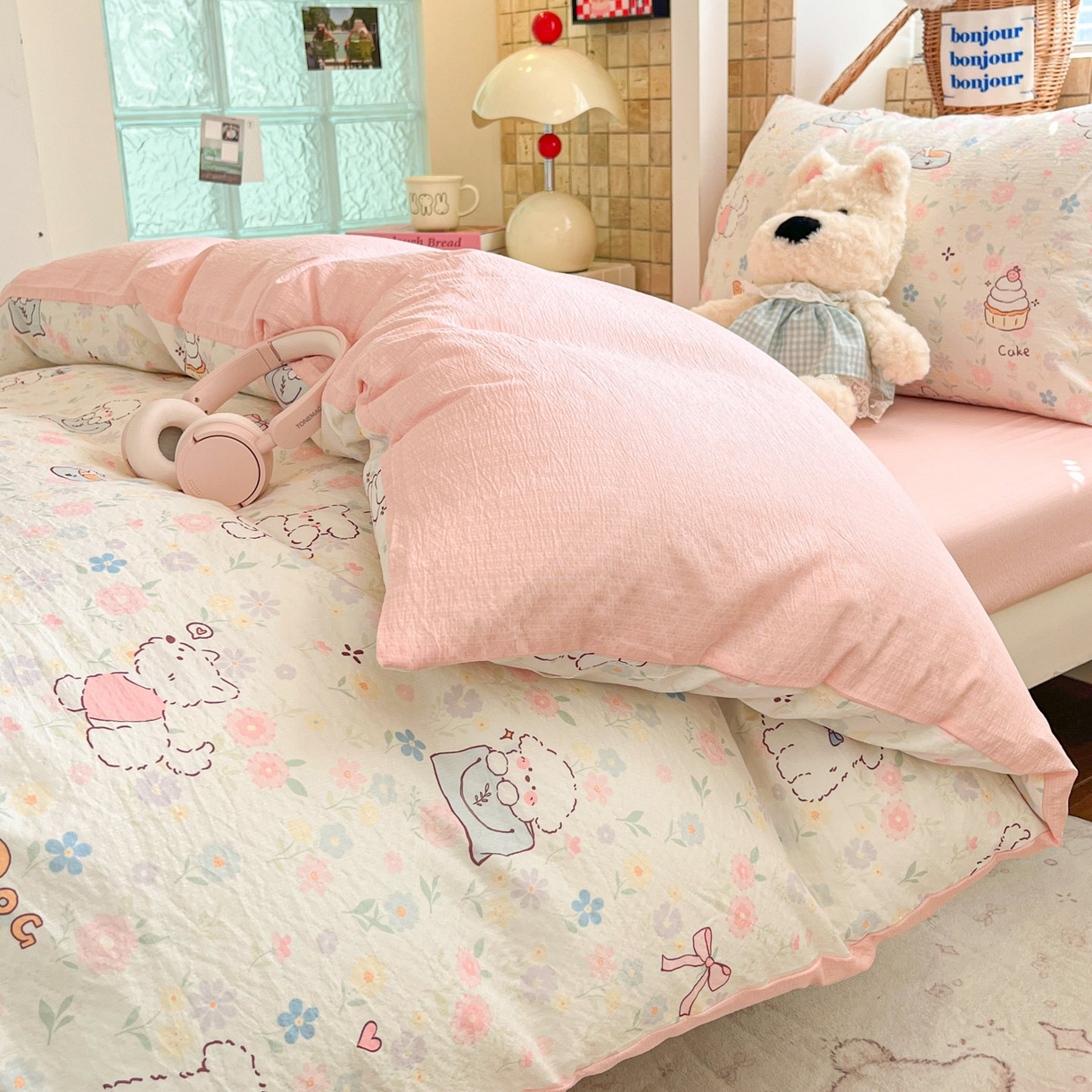 91家纺网 家纺一手货源 找家纺 （总）川悦生活 2026新款双层纱皱皱纱学生床三件套