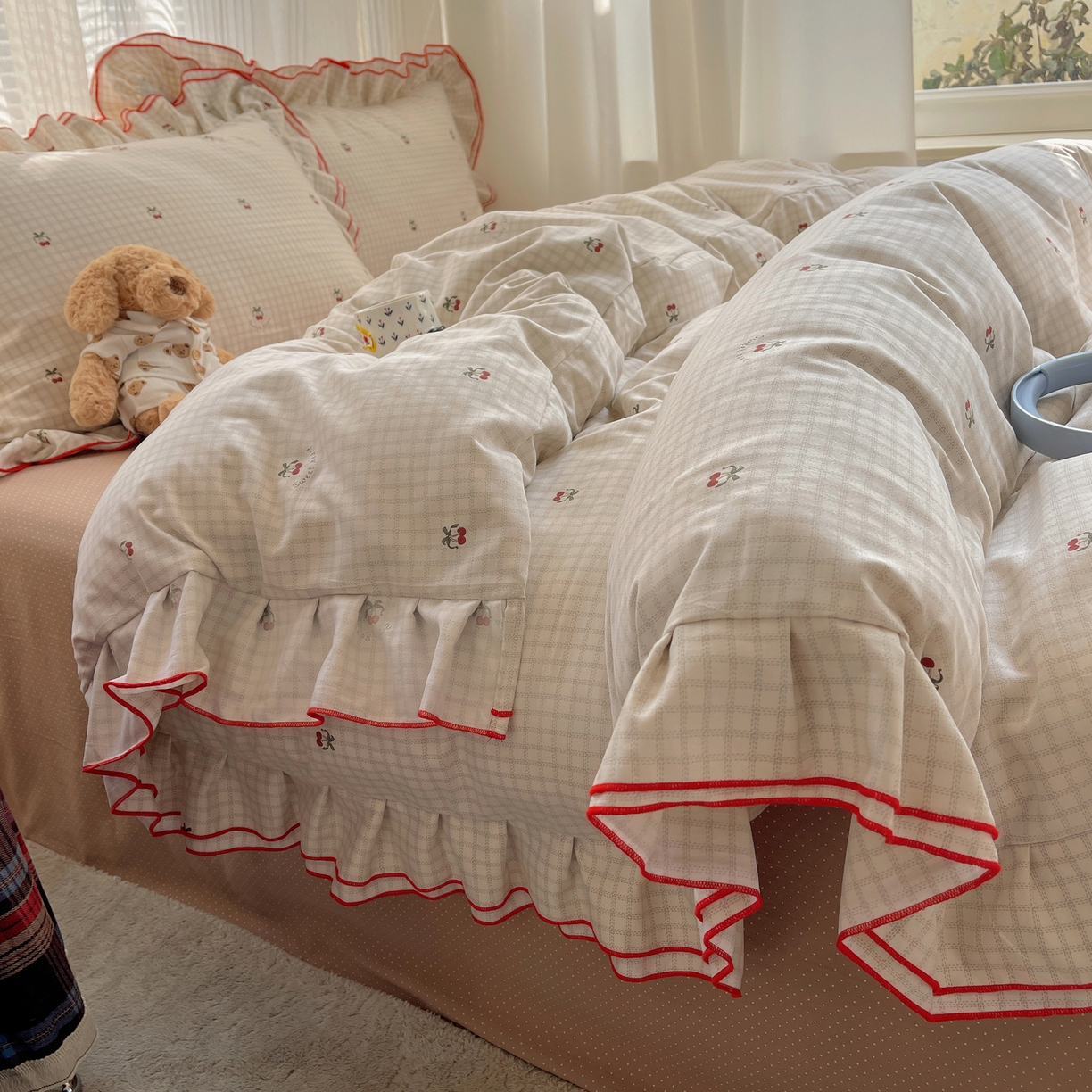 91家纺网 家纺一手货源 找家纺 （总）瑞莱 （持续上新）2026新款舒柔水洗棉小清新双层花边四件套