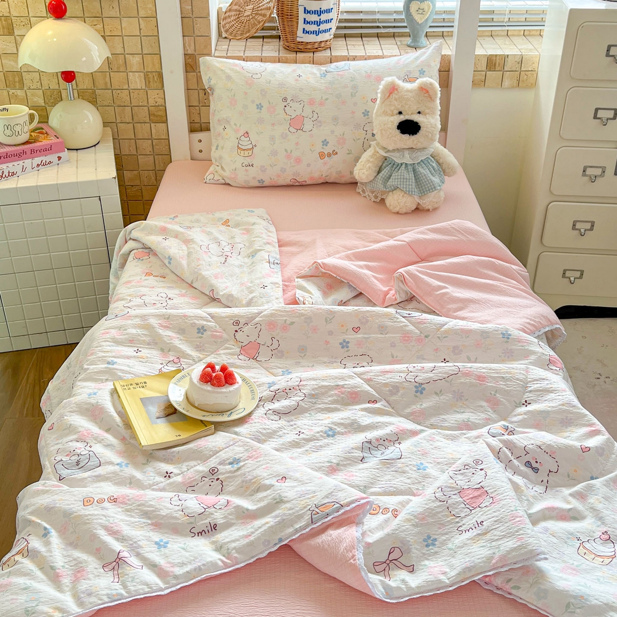 91家纺网 家纺一手货源 找家纺 （总）川悦生活 2026春夏新款双层纱皱皱纱学生床夏被夏凉被空调被三件套