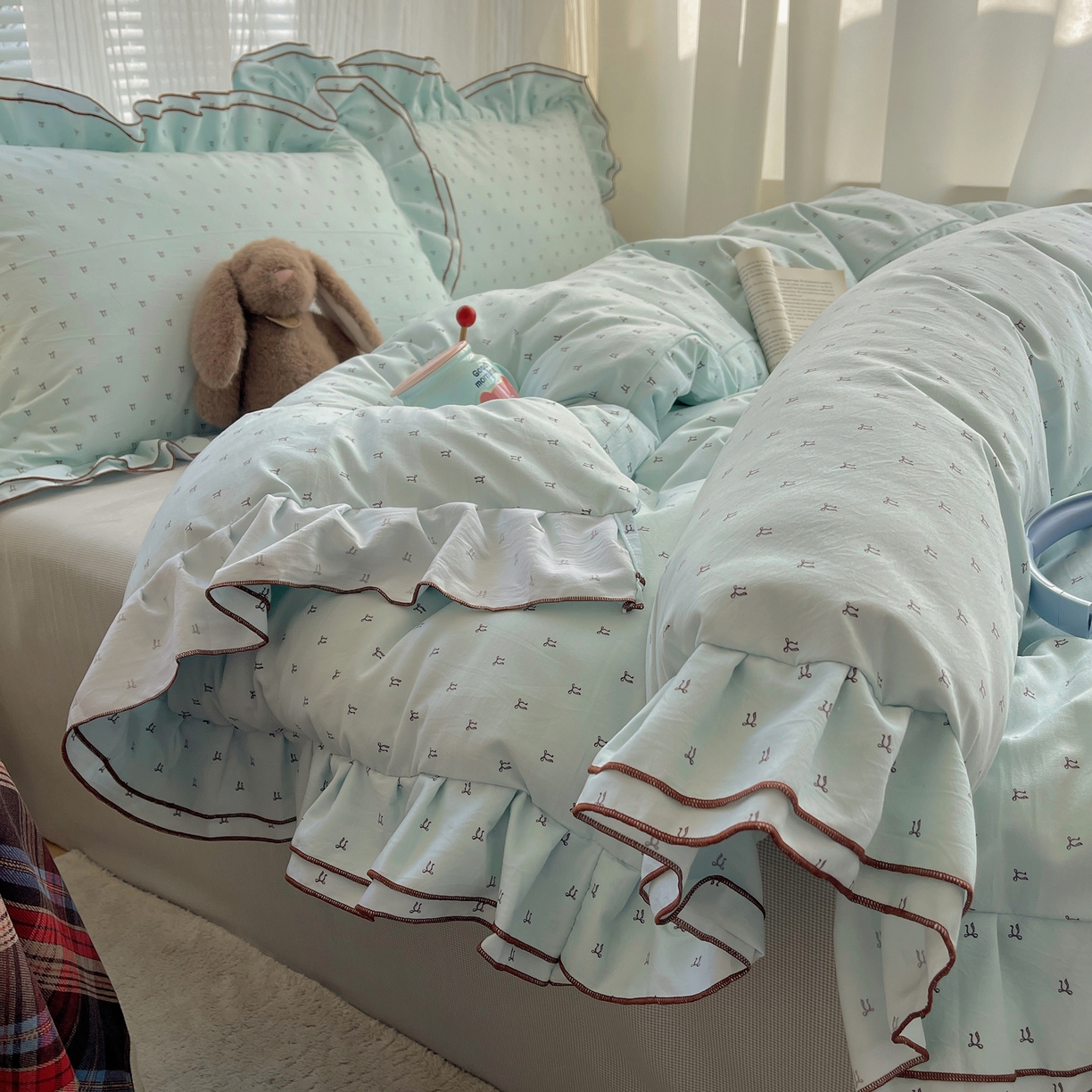 瑞莱 （持续上新）2026新款舒柔水洗棉小清新双层花边四件套 千千结