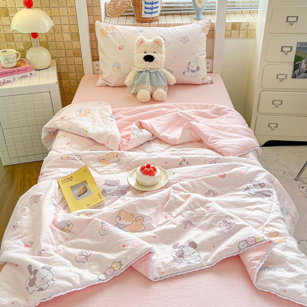 91家纺网 家纺一手货源 找家纺 （总）川悦生活 2026春夏新款双层纱皱皱纱学生床夏被夏凉被空调被三件套