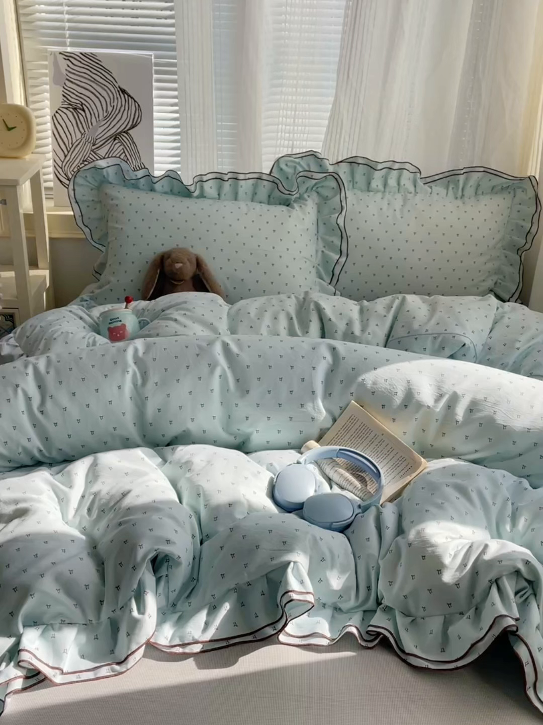 91家纺网 家纺一手货源 找家纺 瑞莱 （持续上新）2026新款舒柔水洗棉小清新双层花边四件套 千千结