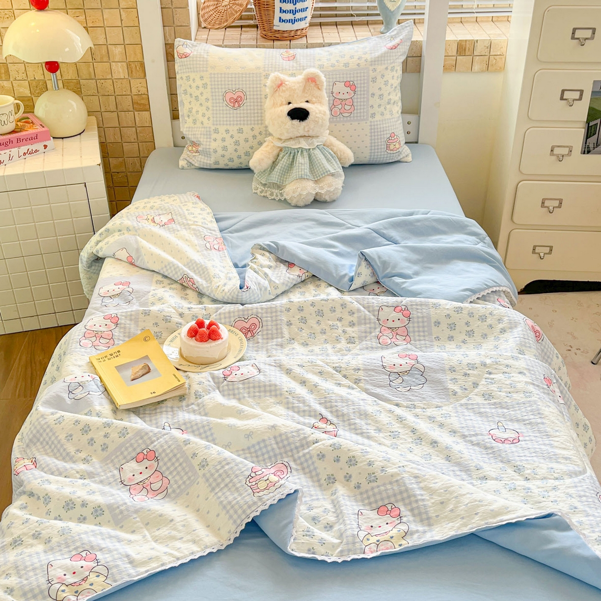 91家纺网 家纺一手货源 找家纺 （总）川悦生活 2026春夏新款双层纱皱皱纱学生床夏被夏凉被空调被三件套