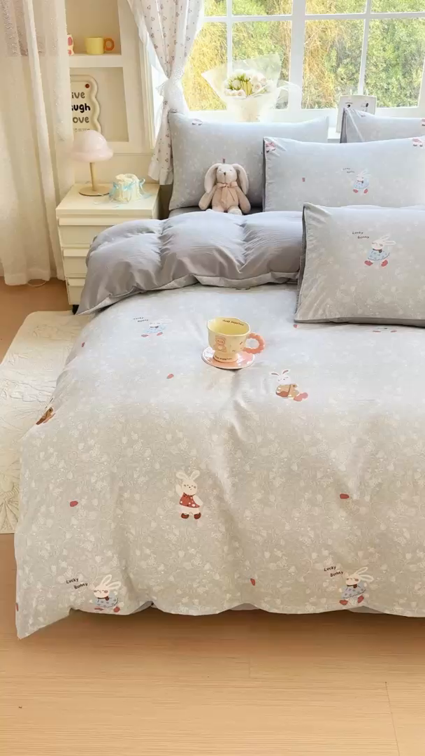 91家纺网 家纺一手货源 找家纺 （总）诗黛尔 2026新款学生季仙女小花卉植物卡通云朵棉四件套三件套（二）