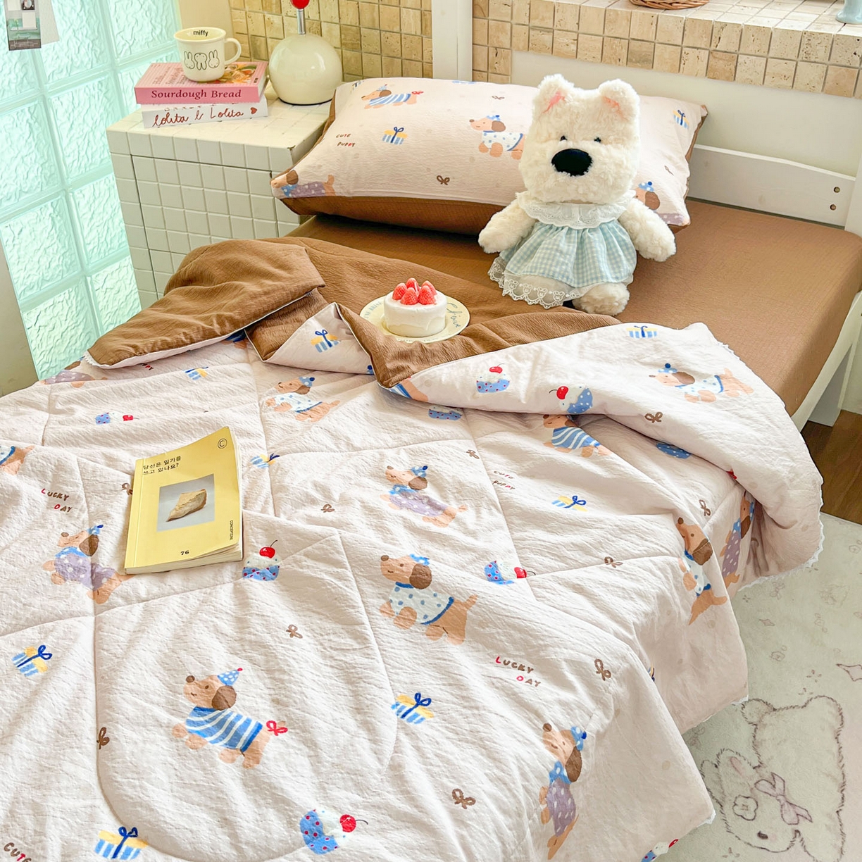 91家纺网 家纺一手货源 找家纺 川悦生活 2026春夏新款双层纱皱皱纱学生床夏被夏凉被空调被三件套 夏被可乐腊肠