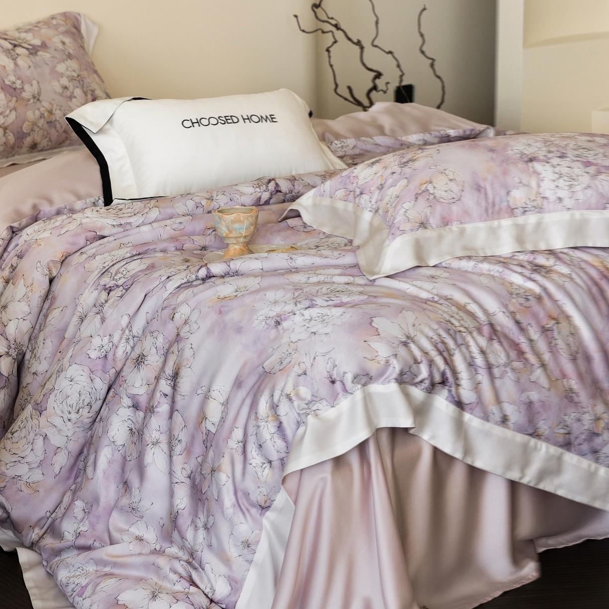 91家纺网 家纺一手货源 找家纺 初拾 2026新款60支兰精天丝数码印花系列四件套 万人迷（会员减20 ，控价：日常 券后不低于398 元）