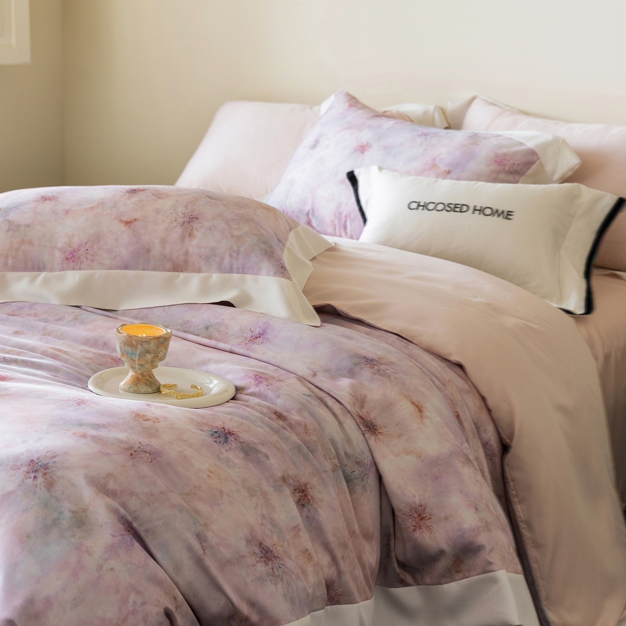 91家纺网 家纺一手货源 找家纺 初拾 2026新款60支兰精天丝数码印花系列四件套 珊瑚海（会员减20 ，控价：日常 券后不低于398 元）