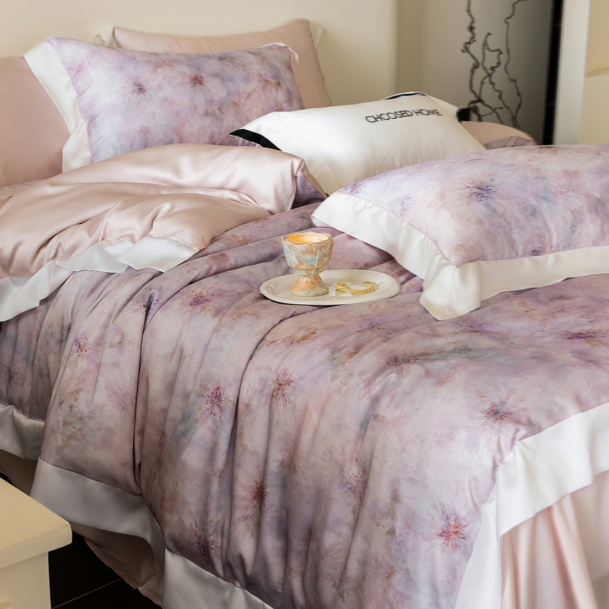 91家纺网 家纺一手货源 找家纺 初拾 2026新款60支兰精天丝数码印花系列四件套 珊瑚海（会员减20 ，控价：日常 券后不低于398 元）