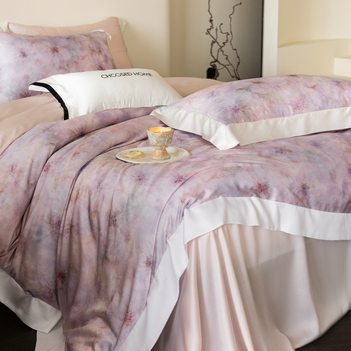 91家纺网 家纺一手货源 找家纺 初拾 2026新款60支兰精天丝数码印花系列四件套 珊瑚海（会员减20 ，控价：日常 券后不低于398 元）