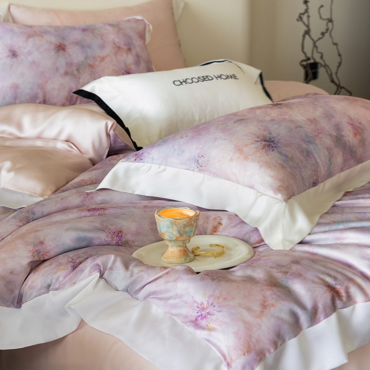 91家纺网 家纺一手货源 找家纺 初拾 2026新款60支兰精天丝数码印花系列四件套 珊瑚海（会员减20 ，控价：日常 券后不低于398 元）