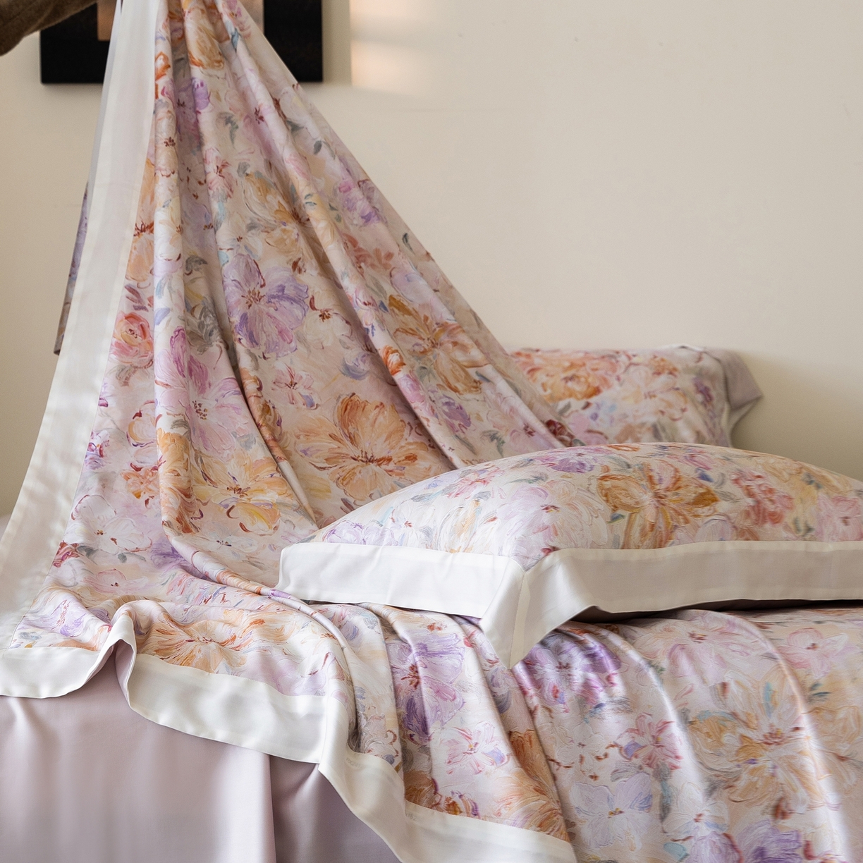 91家纺网 家纺一手货源 找家纺 初拾 2026新款60支兰精天丝数码印花系列四件套 花仙子（会员减20 ，控价：日常 券后不低于398 元）