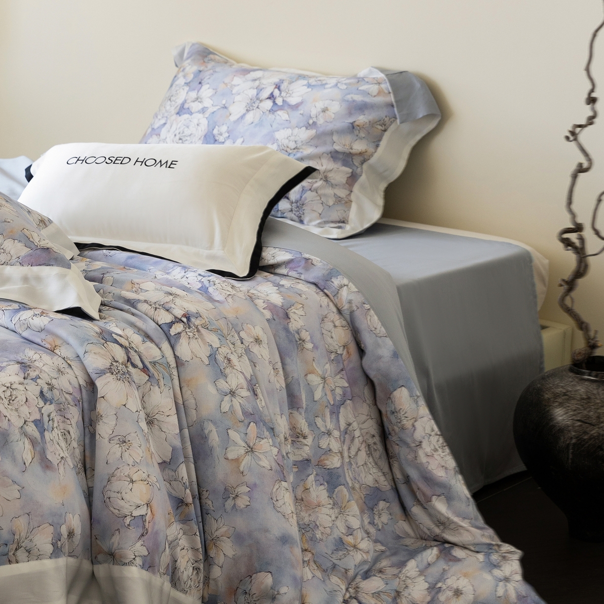 91家纺网 家纺一手货源 找家纺 初拾 2026新款60支兰精天丝数码印花系列四件套 白开水（会员减20 ，控价：日常 券后不低于398 元）