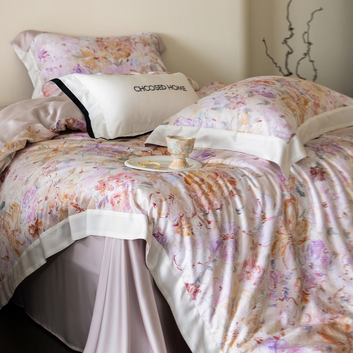 91家纺网 家纺一手货源 找家纺 初拾 2026新款60支兰精天丝数码印花系列四件套 花仙子（会员减20 ，控价：日常 券后不低于398 元）