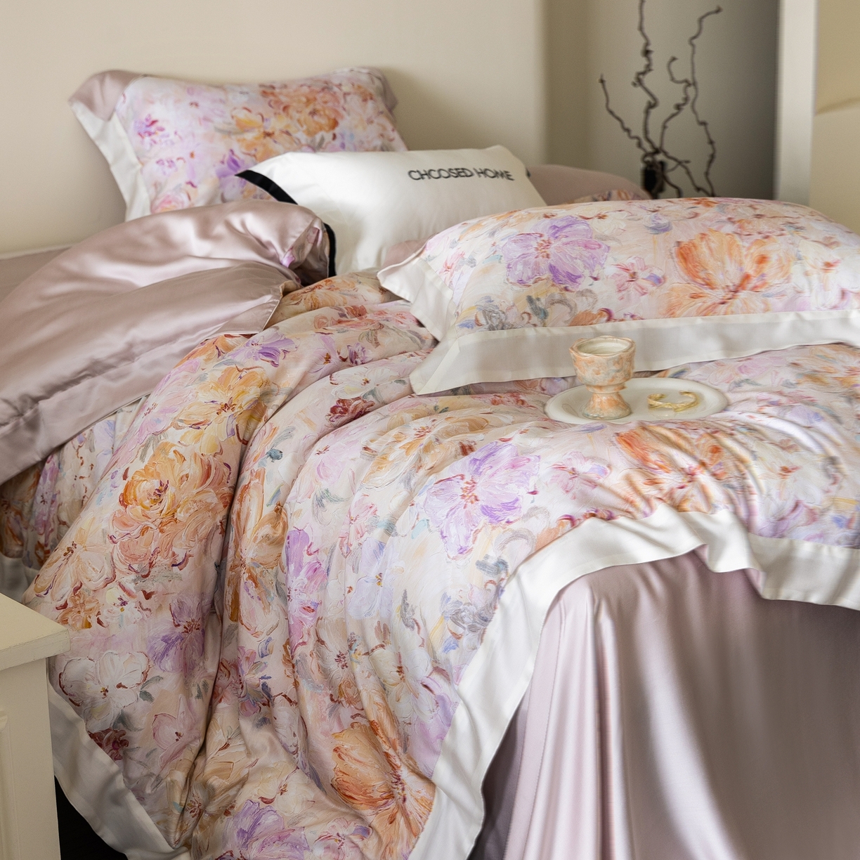 91家纺网 家纺一手货源 找家纺 初拾 2026新款60支兰精天丝数码印花系列四件套 花仙子（会员减20 ，控价：日常 券后不低于398 元）