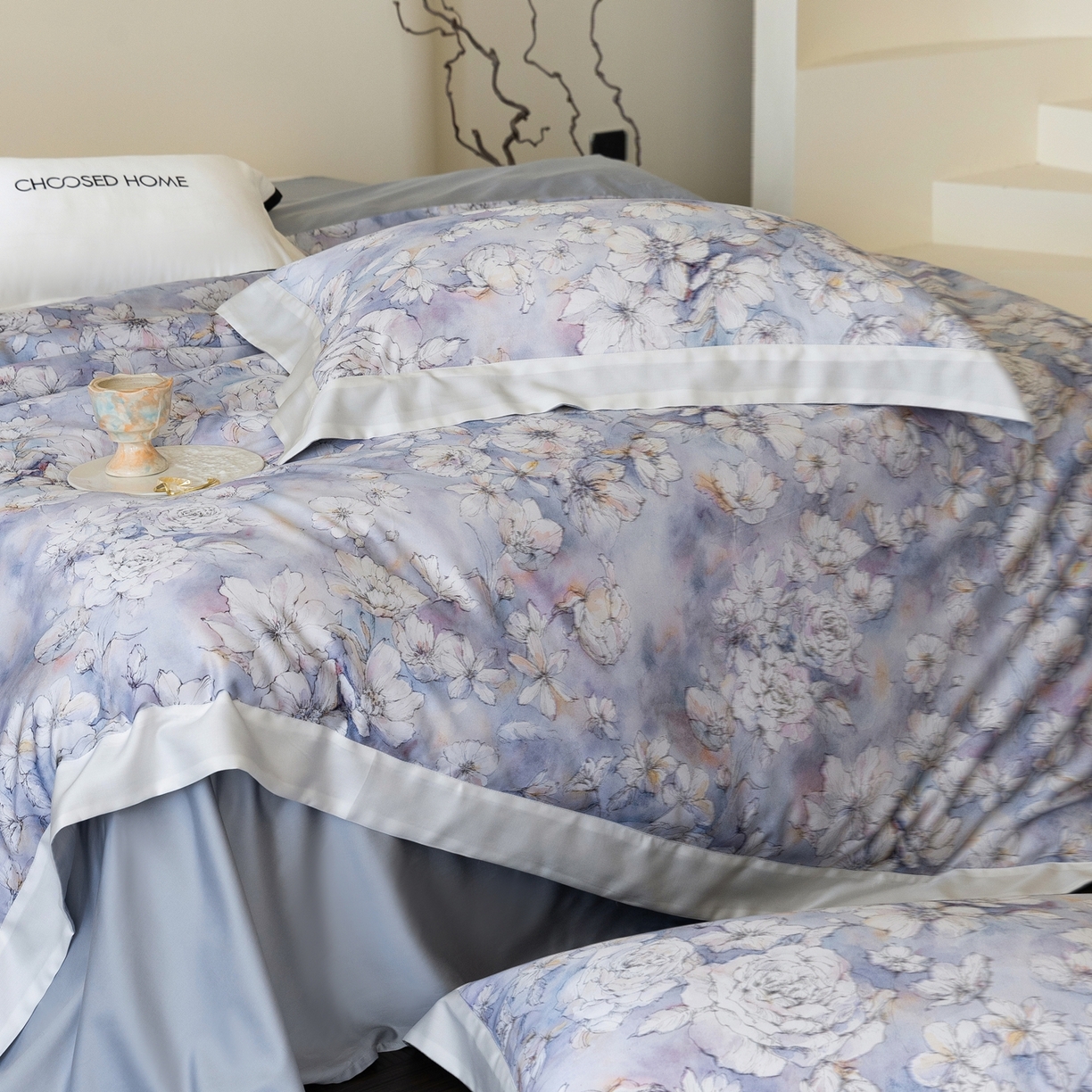 91家纺网 家纺一手货源 找家纺 初拾 2026新款60支兰精天丝数码印花系列四件套 白开水（会员减20 ，控价：日常 券后不低于398 元）