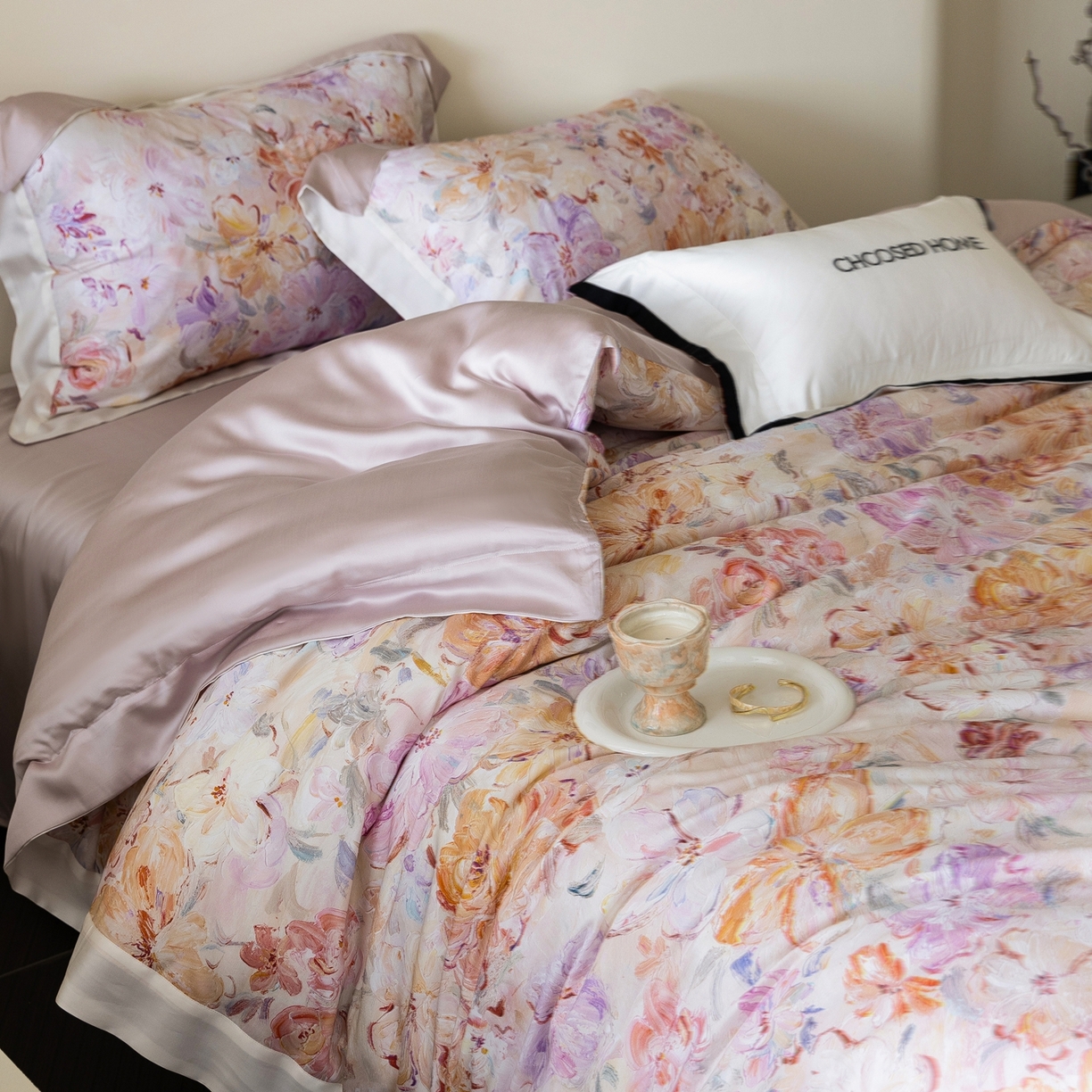 91家纺网 家纺一手货源 找家纺 初拾 2026新款60支兰精天丝数码印花系列四件套 花仙子（会员减20 ，控价：日常 券后不低于398 元）