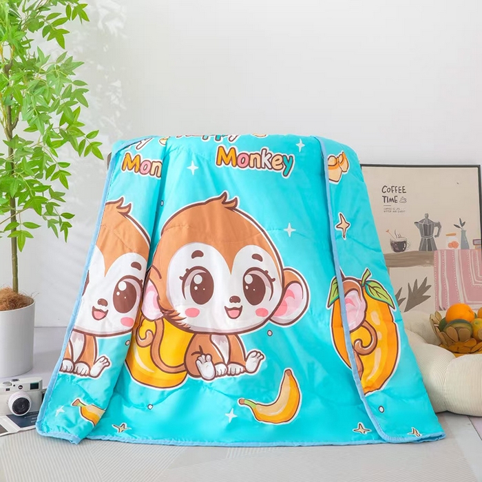 91家纺网 家纺一手货源 找家纺 才森家纺 2026新款亲肤卡通儿童夏被儿童被礼品被赠品直播间热款夏凉被小被子 小猴子