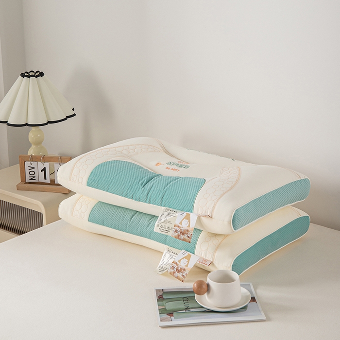 91家纺网 家纺一手货源 找家纺 爱来伊家纺 2026新款羊绒蛋白枕枕头枕芯 羊绒蛋白按摩枕-绿