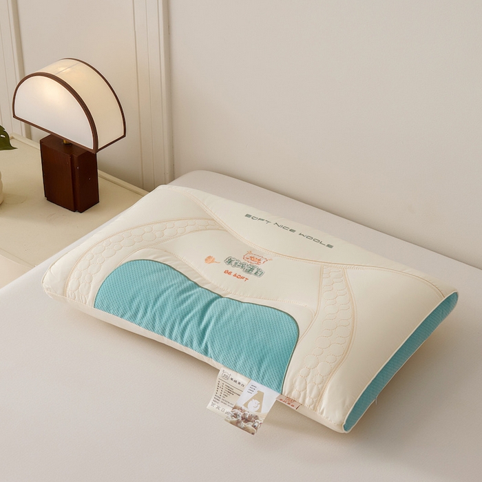 91家纺网 家纺一手货源 找家纺 爱来伊家纺 2026新款羊绒蛋白枕枕头枕芯 羊绒蛋白按摩枕-绿