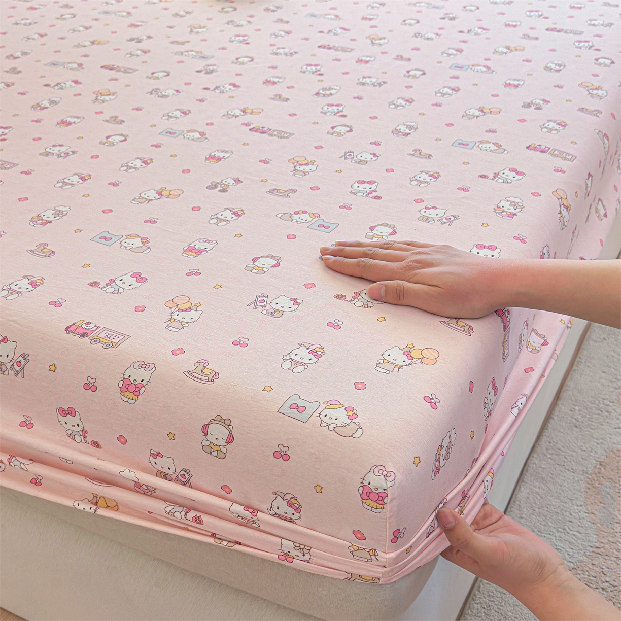 91家纺网 家纺一手货源 找家纺 优眠坊 2026春夏新款全棉印花卡通单床笠 呆萌乐园