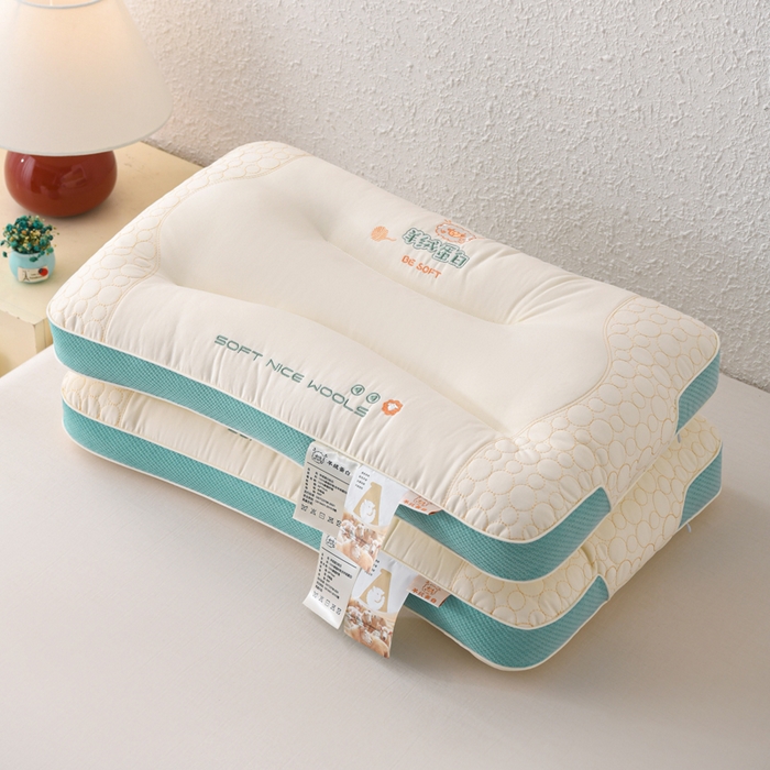 爱来伊家纺 2026新款羊绒蛋白枕枕头枕芯 羊绒蛋白分区枕-绿