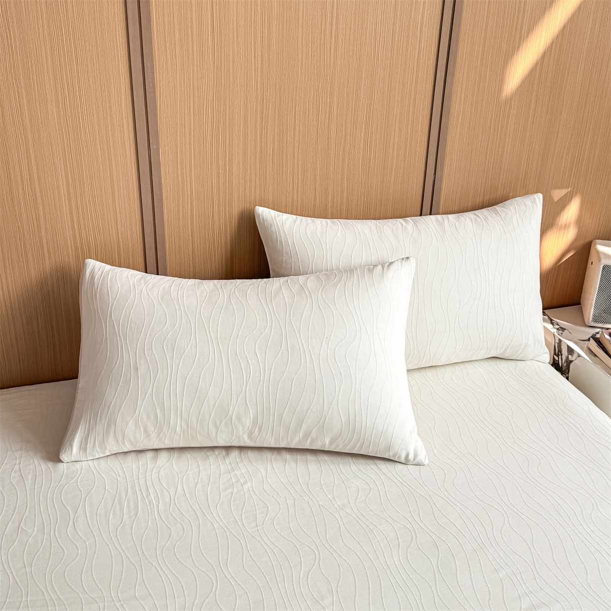 91家纺网 家纺一手货源 找家纺 （总）灰鲸 2026新款全棉简约三层纱色织提花单品床单