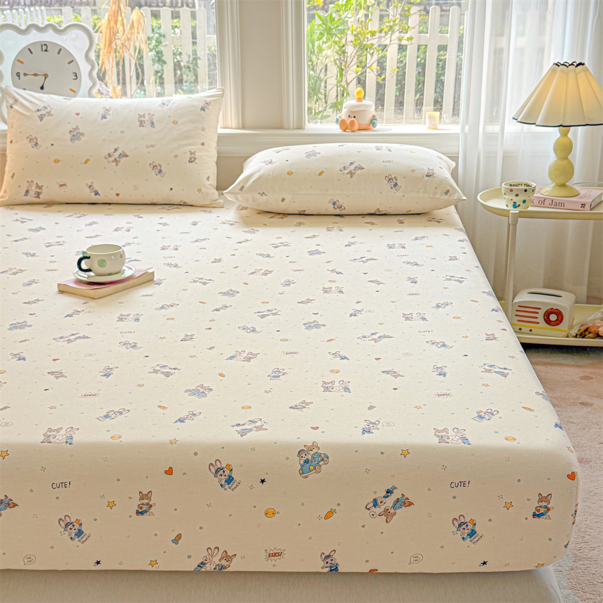 91家纺网 家纺一手货源 找家纺 优眠坊 2026春夏新款全棉印花卡通单床笠 动物城