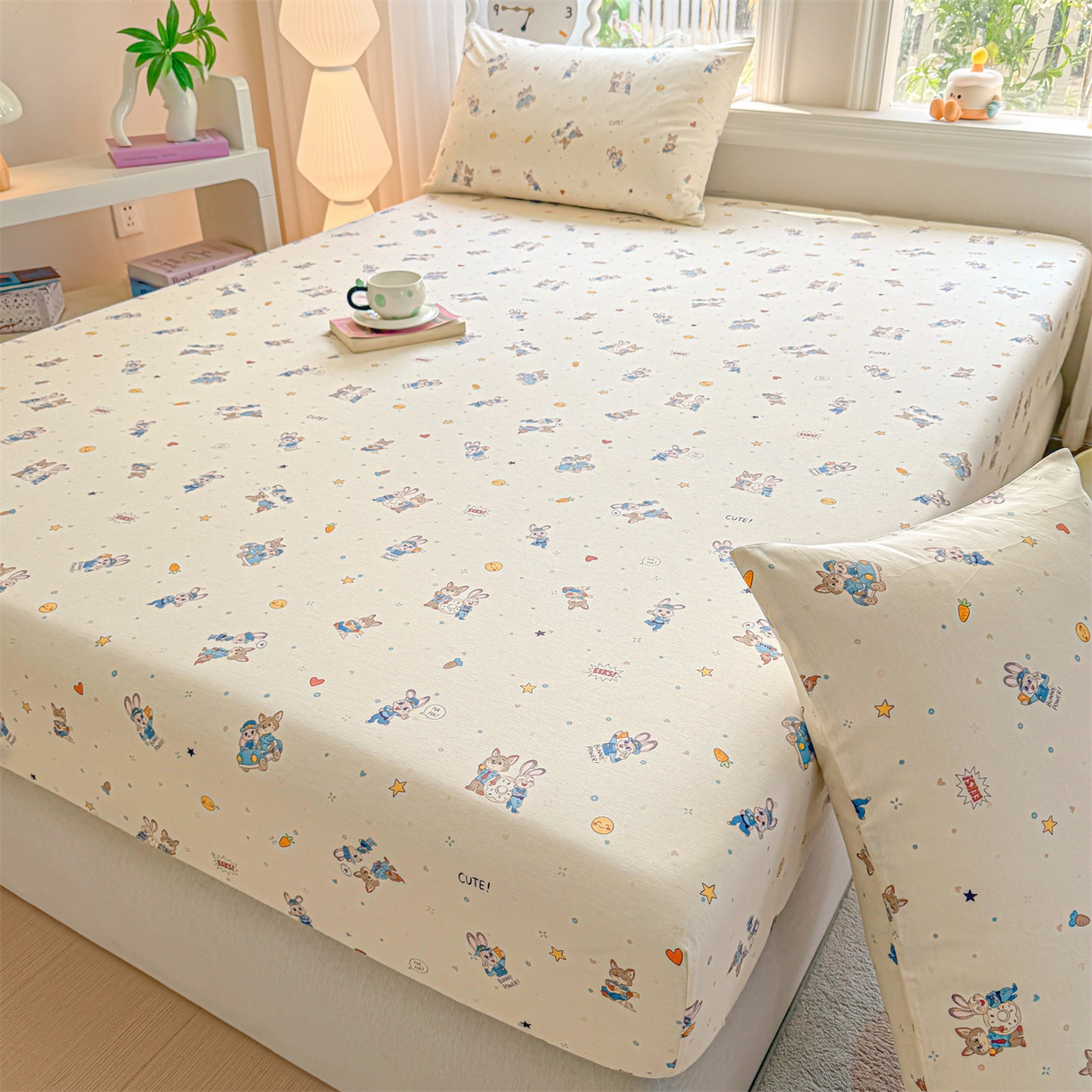 91家纺网 家纺一手货源 找家纺 优眠坊 2026春夏新款全棉印花卡通单床笠 动物城