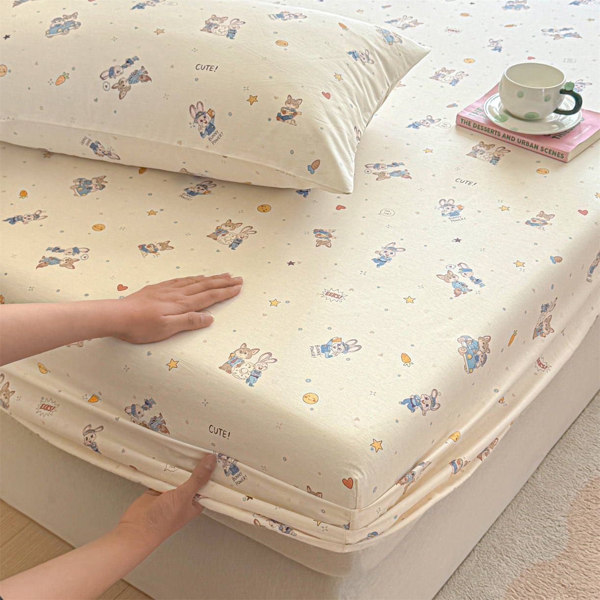 91家纺网 家纺一手货源 找家纺 优眠坊 2026春夏新款全棉印花卡通单床笠 动物城