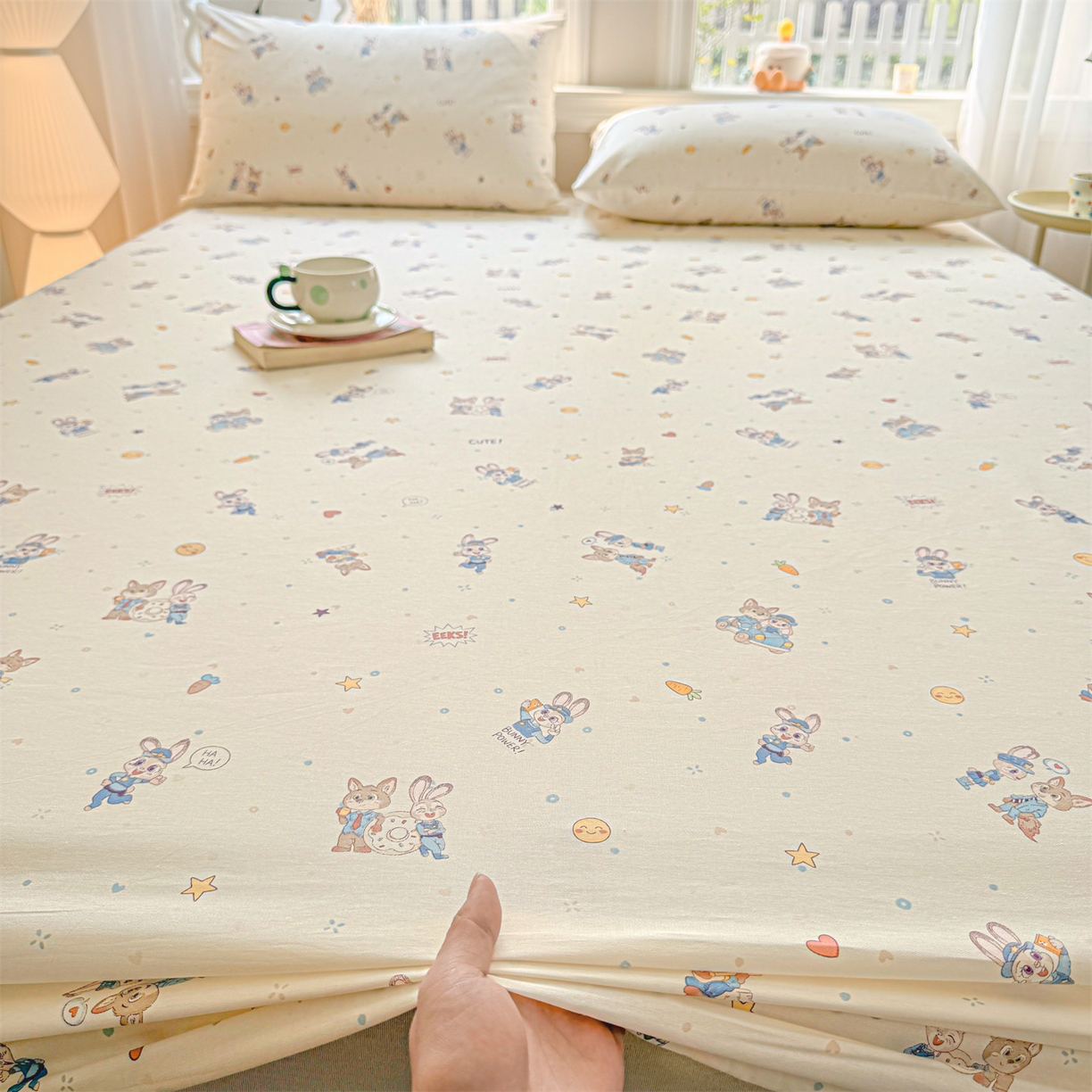 91家纺网 家纺一手货源 找家纺 优眠坊 2026春夏新款全棉印花卡通单床笠 动物城