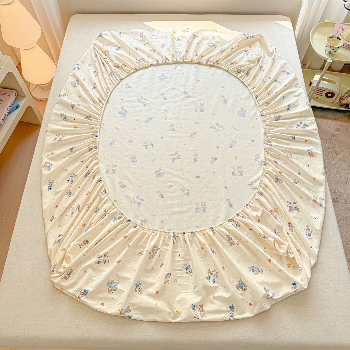 91家纺网 家纺一手货源 找家纺 优眠坊 2026春夏新款全棉印花卡通单床笠 动物城