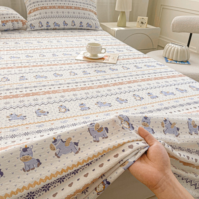 91家纺网 家纺一手货源 找家纺 （总）几禾 2026新款高克重泡芙纱~印花款（单床单）-110g