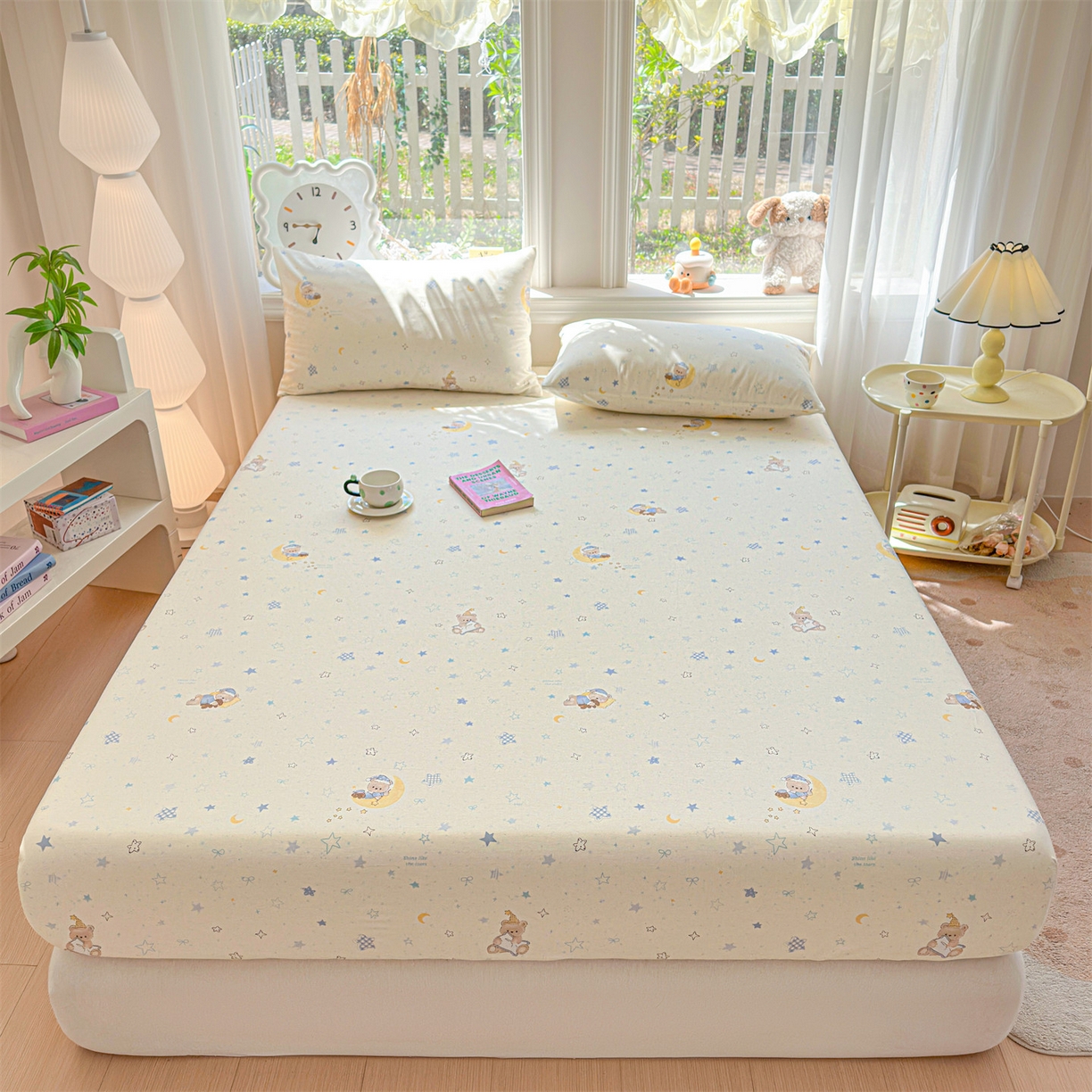 91家纺网 家纺一手货源 找家纺 优眠坊 2026春夏新款全棉印花卡通单床笠 酣睡熊