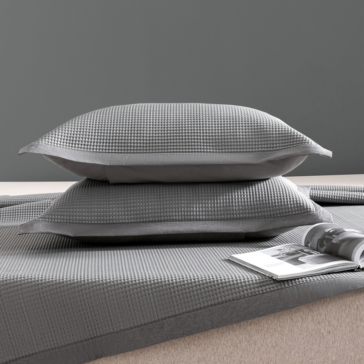 91家纺网 家纺一手货源 找家纺 （总）耀悦家纺 2026款100%乙纶凉席pe凉感华夫格凉席加厚三明治三件套床笠床席子枕套