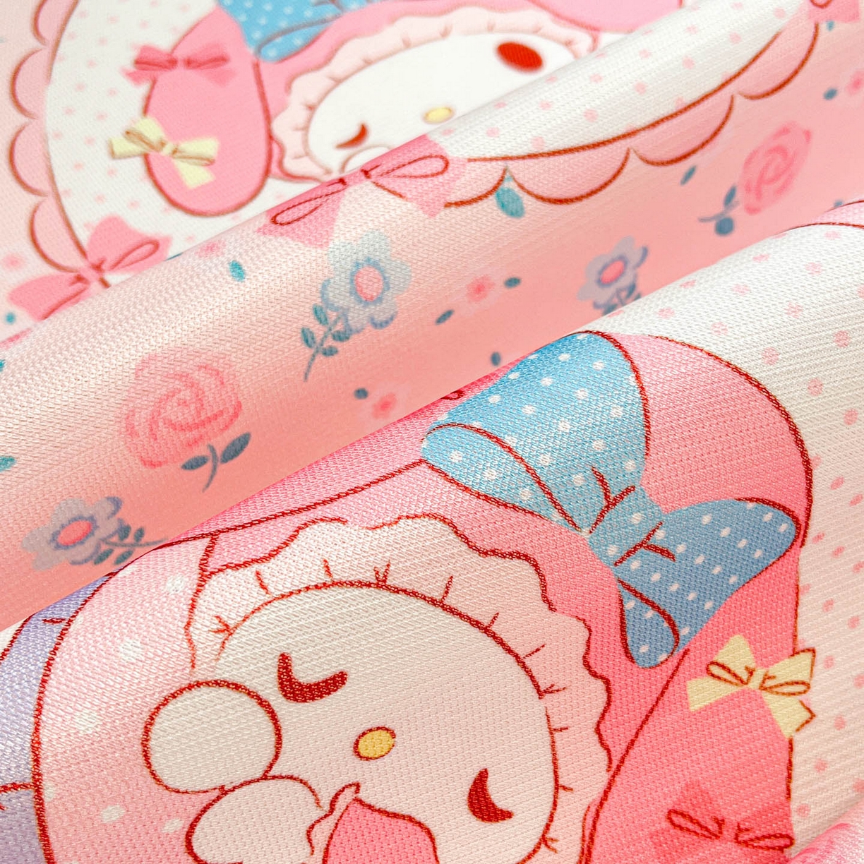 91家纺网 家纺一手货源 找家纺 暮思家居 2026新款三丽鸥正版授权数码印花A类可机洗1200D冰丝凉席三件套平铺款系列 平铺款-花花美乐蒂