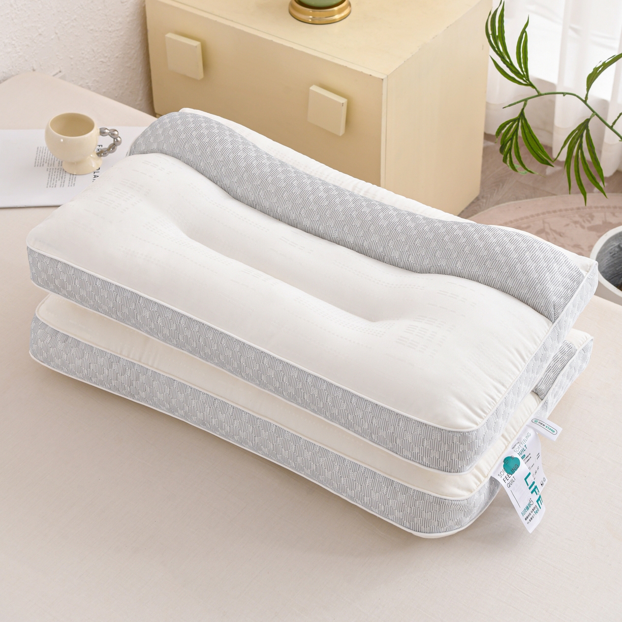 91家纺网 家纺一手货源 找家纺 爱来伊家纺 2026新款牵引舒缓枕枕头枕芯 牵引舒缓枕-灰