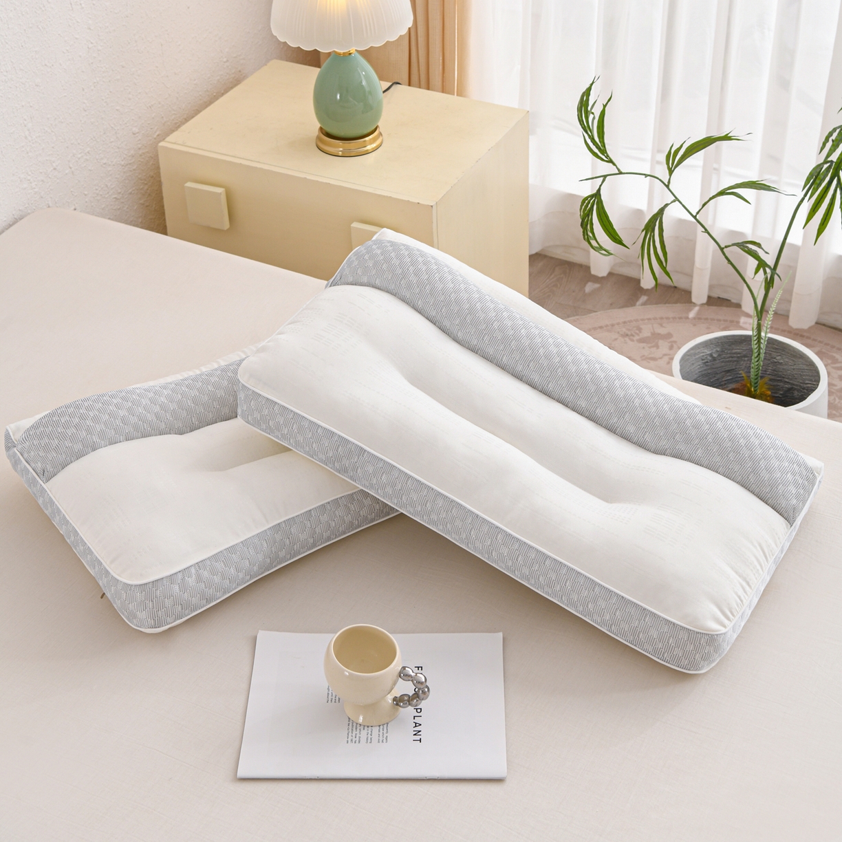 91家纺网 家纺一手货源 找家纺 爱来伊家纺 2026新款牵引舒缓枕枕头枕芯 牵引舒缓枕-灰