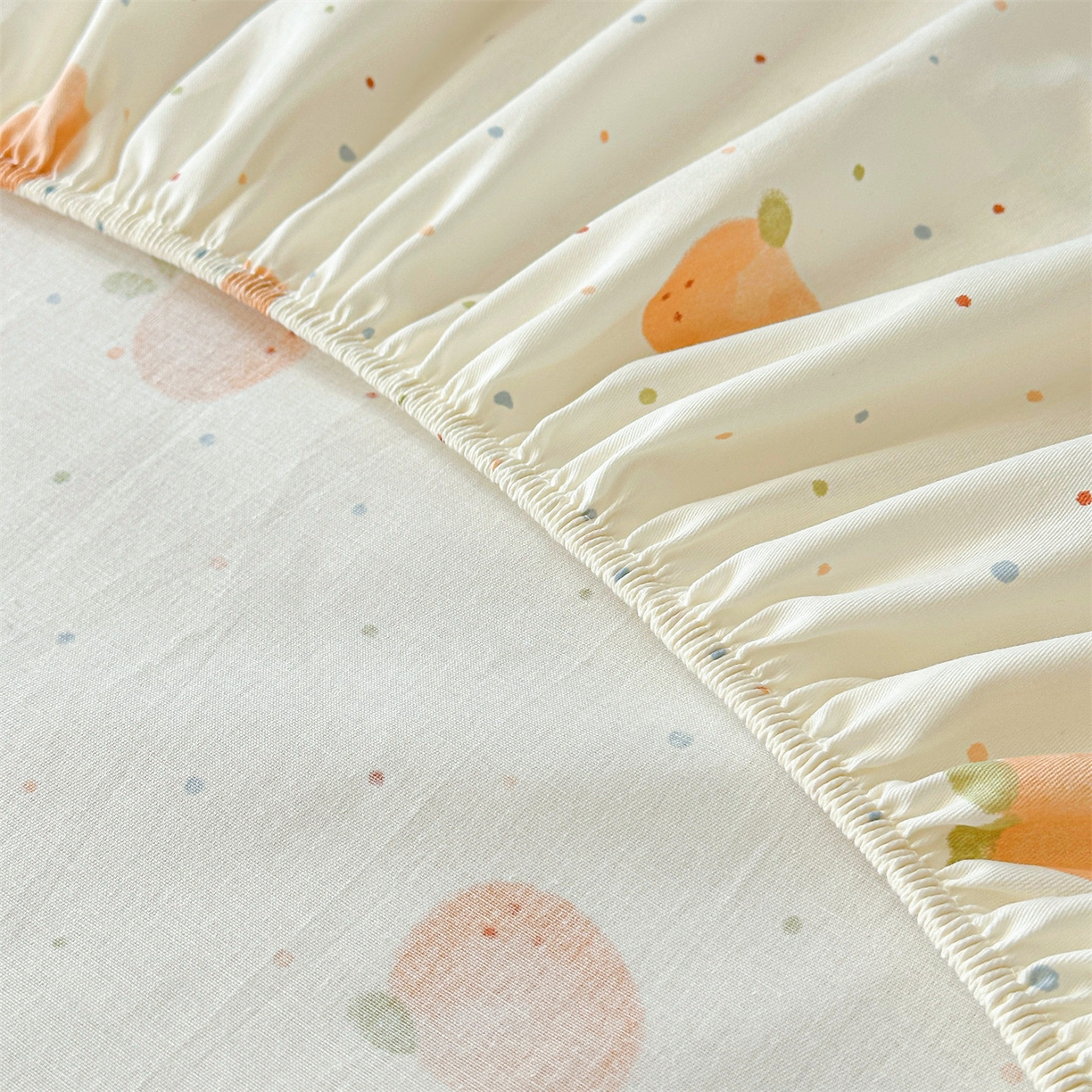 91家纺网 家纺一手货源 找家纺 优眠坊 2026春夏新款全棉印花卡通单床笠 橘子象宝