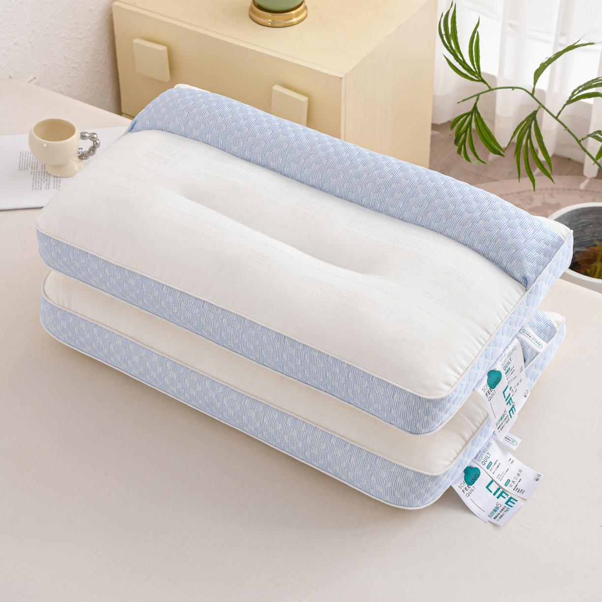 91家纺网 家纺一手货源 找家纺 爱来伊家纺 2026新款牵引舒缓枕枕头枕芯 牵引舒缓枕-兰