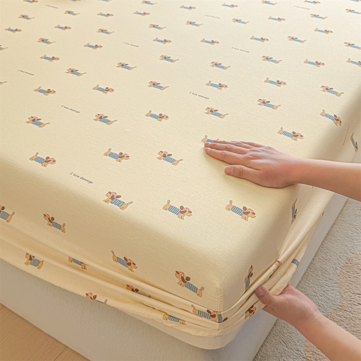 91家纺网 家纺一手货源 找家纺 优眠坊 2026春夏新款全棉印花卡通单床笠 克里斯-米