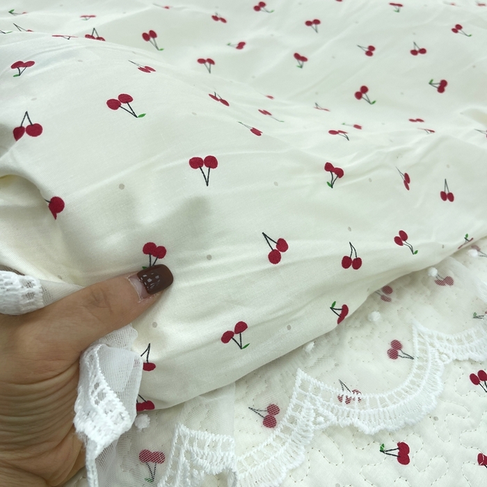 91家纺网 家纺一手货源 找家纺 禧瑞谷 2025新款双层花边纯棉床盖雪纺蕾丝款纯棉床盖四件套 小红果