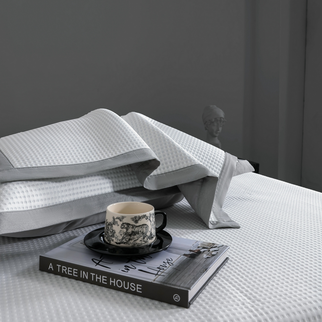 耀悦家纺 2026款100%乙纶凉席pe凉感华夫格凉席加厚三明治三件套床笠床席子枕套 华夫格-奶白床席款